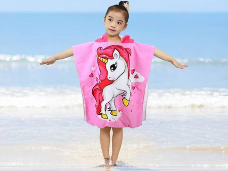 PONCZO PLAŻOWE DLA DZIECI Z KAPTUREM 60 X 90 CM RĘCZNIK KĄPIELOWY BASENOWY PLAŻOWY Z MIKROFIBRY