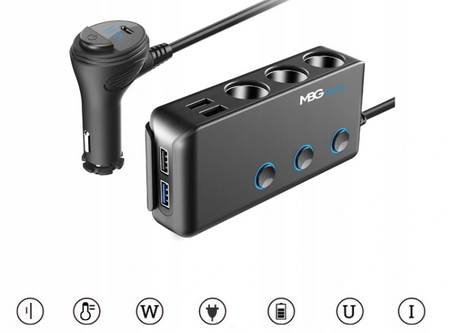 Rozdzielacz ładowarek gniazda zapalniczki 12-24V 4xUSB QC PD