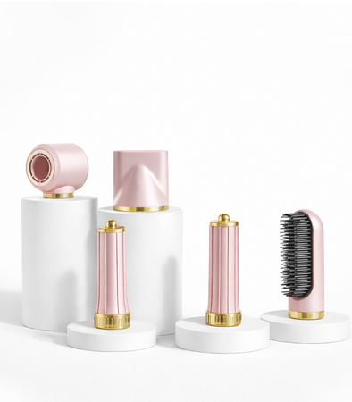 SUSZARKA DO WŁOSÓW 5w1 RÓŻOWA WIELOFUNKCYJNA 3 PRĘDKOŚCI NAWIEWU 3 POZIOMY TEMPERATURY ZIMNY NAWIEW JONIZACJA DO SUSZENIA LOKÓW WYGŁADZANIA