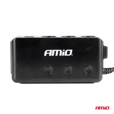 Rozdzielacz rozgałęźnik trójnik zapalniczki + woltomierz ładowarka USB USB-C 12V 24V AMIO-03781