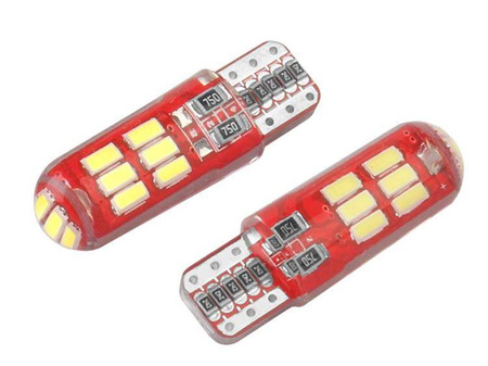 Żarówka VISION W5W (T10) 12V 15x 3014 SMD LED, CANBUS, silikonowa oprawka, biała, 2 szt.