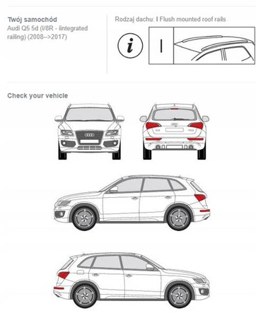 Bagażnik dachowy belki fuse Audi Q5 I/8R DARK