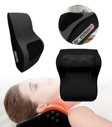 MASAŻER SAMOCHODOWY CZARNY 3 STOPNIE REGULACJI MASAŻU MASAŻER ELEKTRYCZNY PODUSZKA MASUJĄCA CIAŁO FUNKCJA GRZANIA MASAŻ UGNIATAJĄCY MASAŻ CIEPŁEM