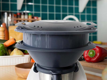 POJEMNIK NAKŁADKA PAROWAR MISA SITKO DODATKOWY POZIOM CZĘŚĆ ZAMIENNA DO THERMOMIXA ROBOTA KUCHENNEGO DO GOTOWANIA ODCEDZANIA