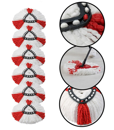 WKŁADY DO MOPA OBROTOWEGO GŁOWICE NAKŁADKI TRÓJKĄTNE MIKROFIBRA 6 SZT