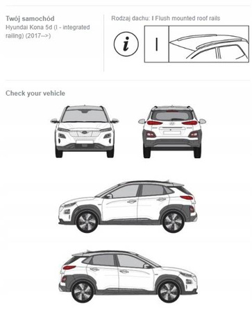 Bagażnik dachowy belki fuse Hyundai Kona I 5d DARK