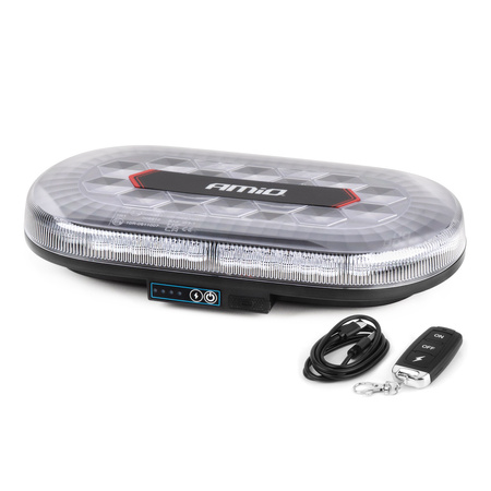 Belka ostrzegawcza bezprzewodowa LED z pilotem R65 R10 326x186x63 26W 12V 24V AMIO-04369