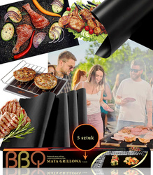 MATA TEFLONOWA 40 X 33 CM 5 SZT TACKA NIEPRZYWIERALNA MOCNA WIELORAZOWA BEZPIECZNA NA GRILLA DO PIECZENIA PIKARNIKA