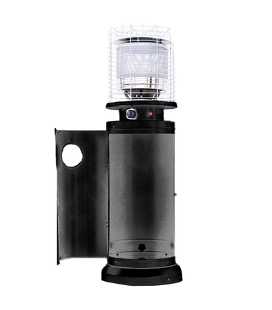 OGRZEWACZ OGRODOWY TARASOWY GAZOWY OKRĄGŁY Z EFEKTEM PŁOMIENIA I OCHRONNĄ OSŁONĄ