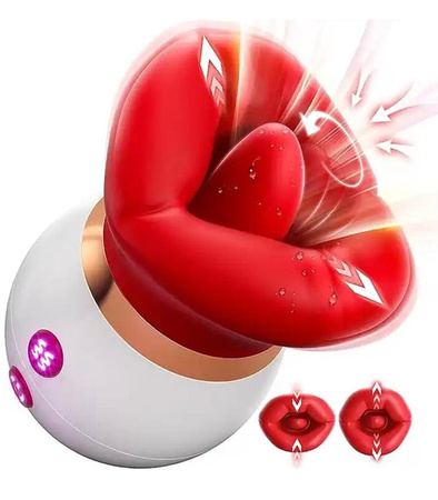 MASAŻER EROTYCZNY USTA Z JĘZYKIEM WIBRATOR MASTURBATOR 3 POZIOMY SSANIA 10 RODZAJÓW WIBRACJI WODOODPORNY