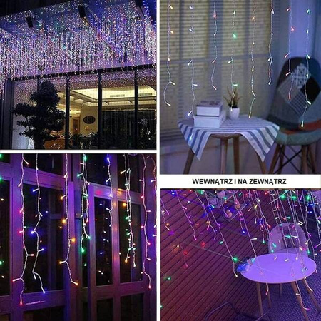 LAMPKI ZEWNĘTRZNE SOPLE 500 LED ZIMNA BIEL 20M EFEKT FLASH KURTYNA GIRLANDA OŚWIETLENIE ŚWIĄTECZNE