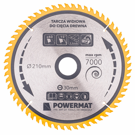 Tarcza widiowa do drewna 210x30 60z TDD-210x30x60Z