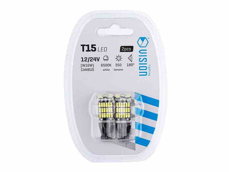 Żarówka VISION W16W (T15) 12/24V 45x 4014 SMD LED, nonpolar, CANBUS, biała, 2 szt.