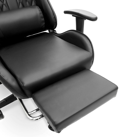 FOTEL GAMINGOWY Z PODNÓŻKIEM CZARNY KUBEŁKOWY PIKOWANY BIUROWY MASAŻER GRACZA OBROTOWY NOWOCZESNY DLA GRACZA