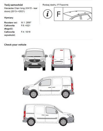 Platforma dachowa bagażowa Renault Kango Van L1 20