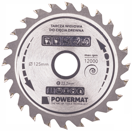 Tarcza widiowa do drewna 125x22.2 24z TDD-125x22.2x24Z