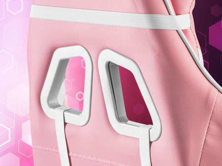 FOTEL GAMINGOWY Z PODNÓŻKIEM RÓŻOWY BIAŁY KUBEŁKOWY BIUROWY OBROTOWY REGULOWANY NOWOCZESNY MASAŻER DLA GRACZA DZIECI MŁODZIEŻY