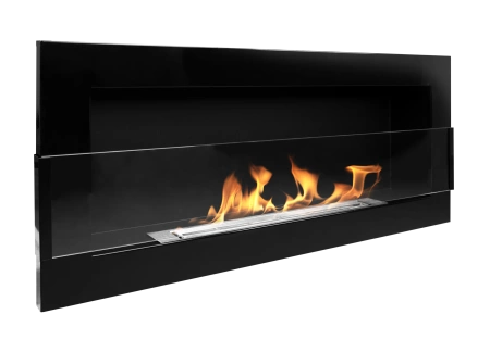 Biokominek wiszący z szybą 900x400 czarny połysk