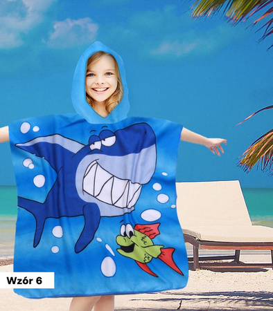 PONCZO PLAŻOWE DLA DZIECI Z KAPTUREM 60 X 90 CM RĘCZNIK KĄPIELOWY BASENOWY PLAŻOWY Z MIKROFIBRY