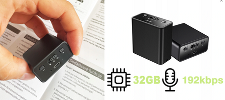Dyktafon podsłuch szpiegowski detekcja 32GB USB