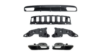 Tylny dyfuzor w zestawie z czarnymi końcówkami wydechu MERCEDES C-Class C205 A205 Cabrio