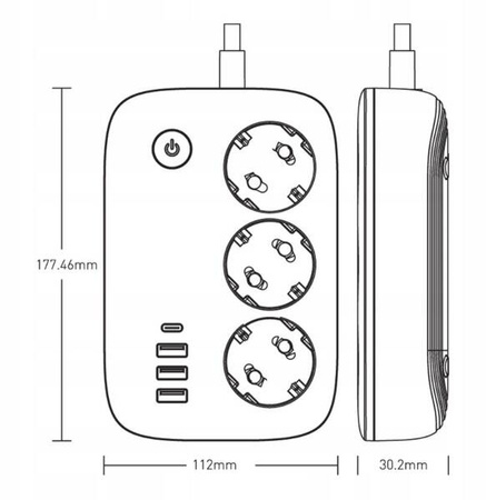 Listwa zasilająca SMART WiFi USB TUYA QC3.0 PD LED