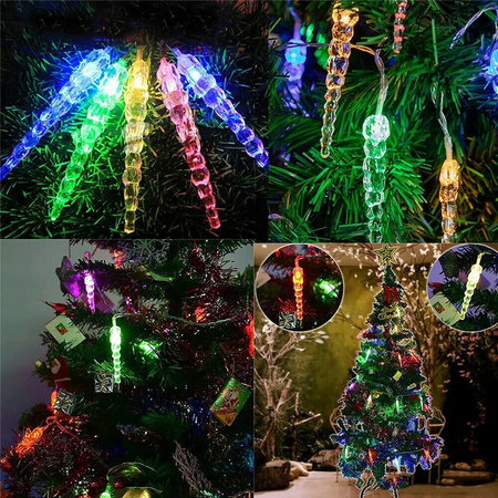 LAMPKI ZEWNĘTRZNE SOPLE LODU Z PILOTEM 40 LED OŚWIETLENIE ŚWIĄTECZNE CHOINKOWE