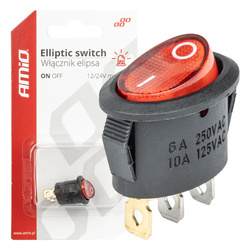 Wł?
cznik przeł?
cznik czerwonym owalny 12V 230V podświetlany BU01 AMIO-03612