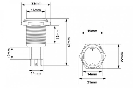 Włącznik 304SS 10A 19mm ON-OFF Red