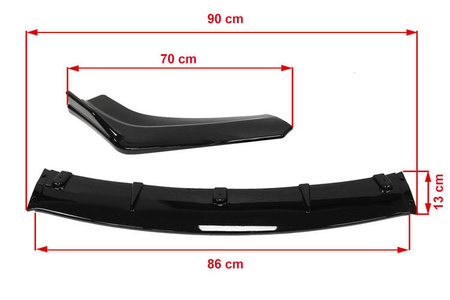 Uniwersalny splitter przedniego zderzaka (3-częściowy) Gloss Black