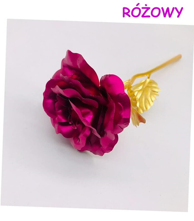 WIECZNA RÓŻA ZE ZŁOTĄ ŁODYGĄ W PUDEŁKU NA PREZENT ROCZNICĘ URODZINY