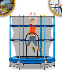 TRAMPOLINA OGRODOWA DUŻA STABILNA DLA DZIECI DO DOMU Z SIATKĄ 138 x 160 CM