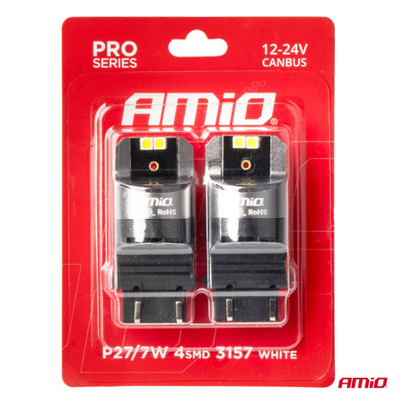 Żarówki LED CANBUS PRO series 3157 P27/7W 4x3030 SMD White 12/24V AMIO-03588