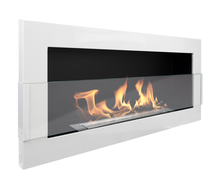 Biokominek 900x400 z szybą Biały Połysk