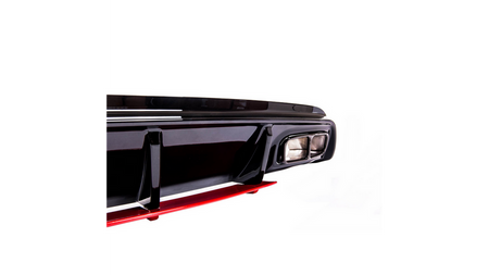 Tylny dyfuzor Red w zestawie z czarnymi końcówkami wydechu MERCEDES A-Class W176 2013-2018