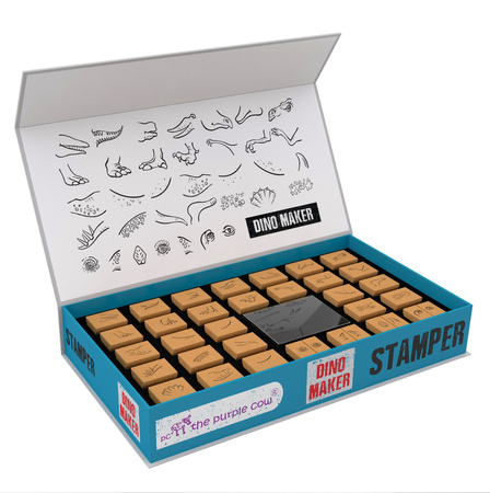 Zestaw drewnianych stempelków The Purple Cow - Dinozaury