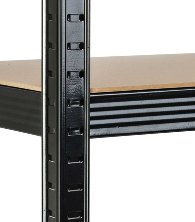 REGAŁ MAGAZYNOWY 180 CM CZARNY METALOWY GARAŻOWY WARSZTATOWY 5 POZIOMÓW PŁYTA MDF DO PRZECHOWYWANIA DO MAGAZYNU GARAŻU PIWNICY