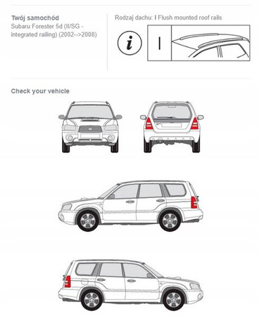Bagażnik dachowy belki Subaru Forester II/SG DARK