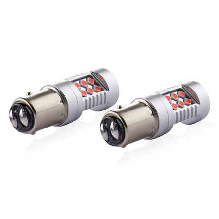 Żarówki LED CANBUS 3030 24SMD 1157 BAY15D PR21/5W Czerwone 12V 24V AMIO-02579