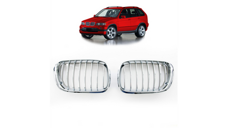 Grill sportowy pojedyncze żeberka All Chrome BMW X5 E53 przed liftem 1999-2003