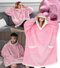 BLUZOKOC RÓŻOWY PONCZO BLUZA Z KAPTUREM KIESZEŃ POLAR W GWIAZDKI OVERSIZE 100% POLIESTER DLA MŁODZIEŻY DOROSŁYCH