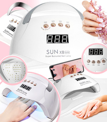 LAMPA UV LED X8 DO UTWARDZANIA ŻELU HYBRYDY PROJESJONALNA 10 S 30 S 60 S 99 S UCHWYT DO PRZENOSZENIA MIEJSCE NA TELEFON MOCNA DO DOMU SALONU