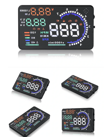 Wyświetlacz projektor LED LCD HUD OBD2 5.5 ZEGARY