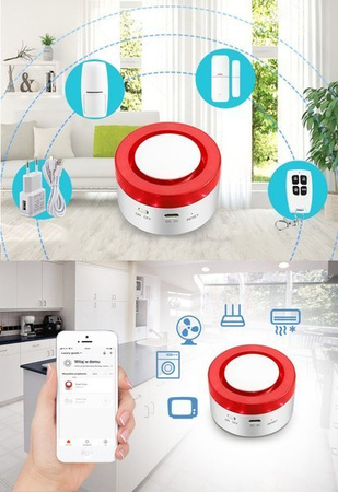 Bezprzewodowy Alarm WIFI Syrena Tuya Google Alexa