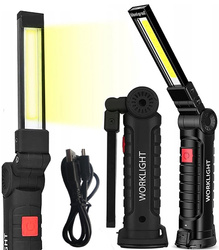 LAMPA WARSZTATOWA GARAŻOWA LED COB MOCNA SKŁADANA 5 TRYBÓW MAGNES HAK AKUMULATOR