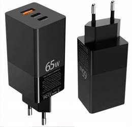 Szybka ładowarka zasilacz 3xUSB 65W QC3.0+ PD3 PPS
