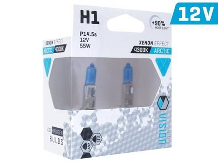 Żarówki VISION arctic white H1 12V 55W P14,5s U E4 +90%, 2 szt.