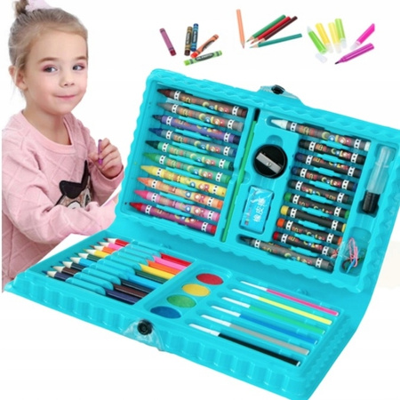 ZESTAW ARTYSTYCZNY KREDKI FARBKI DO MALOWANIA 48 SZT W WALIZCE DLA DZIECI