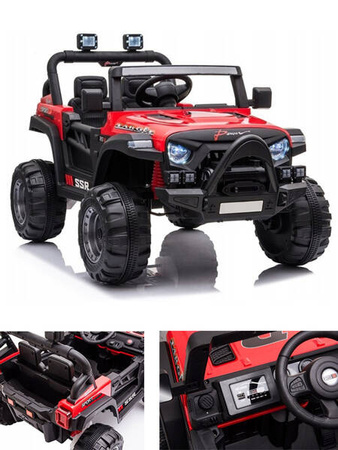 JEEP NA AKUMULATOR AUTKO DLA DZIECI TERENOWE BAGAŻNIK MP3 AUX USB KLAKSON