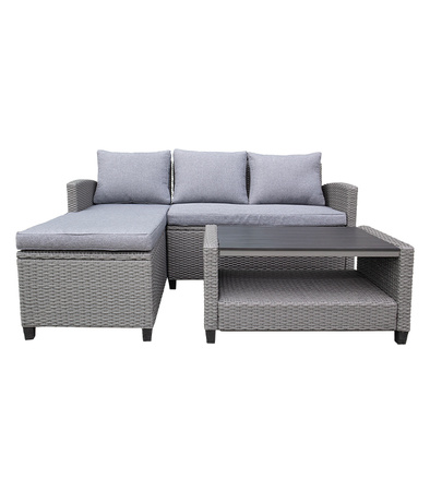 ZESTAW MEBLI OGRODOWYCH TARANTO NAROŻNIK TWORZYWO SZTUCZNE SOLIDNY NOWOCZESNY NA STÓŁ TARAS DO OGRODU